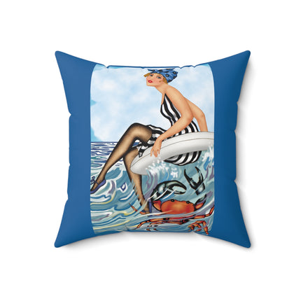Playful Waves and Fashion Follies Spun Polyester Square Pillow