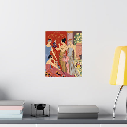 🎭🌹 Les Marionnettes Matte Vertical Poster – George Barbier Art Deco Fashion Elegance