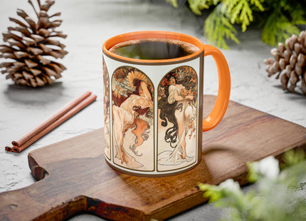 The Seasons by Alphonse Maria Mucha Colorful Mugs (11oz, 15oz)