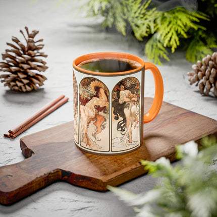 The Seasons by Alphonse Maria Mucha Colorful Mugs (11oz, 15oz)