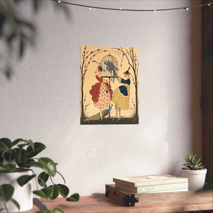 🦚🌸 The Garden Of The Exotic Birds Matte Vertical Poster – Art Deco Fashion Whimsy