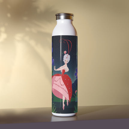 🌙🌺 The Lady Of The Midnight Garden Slim Water Bottle – Art Deco Floral Elegance