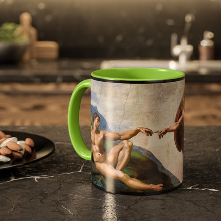 The Creation of Adam by Michelangelo Buonarroti Colorful Mugs (11oz, 15oz)