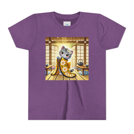 Playful Kitten in the Tea Room Youth Short Sleeve Tee