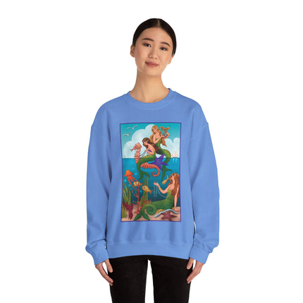 Three Mermaids with Strings of Pearls by Carlo Chiostri Heavy Blend™ Crewneck Sweatshirt