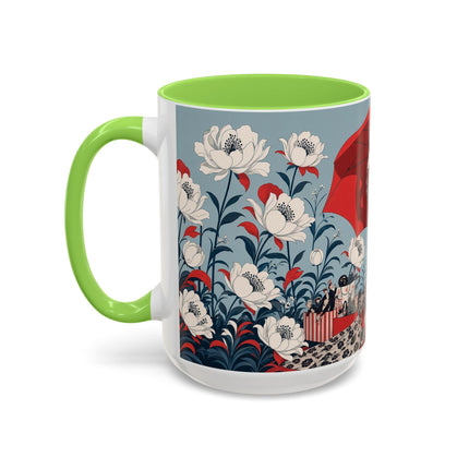 ❤️🌺 The Scarlet Parasol Spectacle Colorful Mug – Art Deco Fashion Elegance