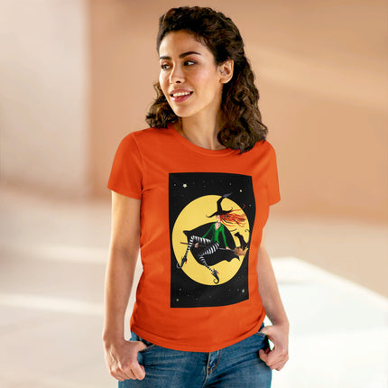 A Witch’s Moonlit Flight Women's Midweight Cotton Tee