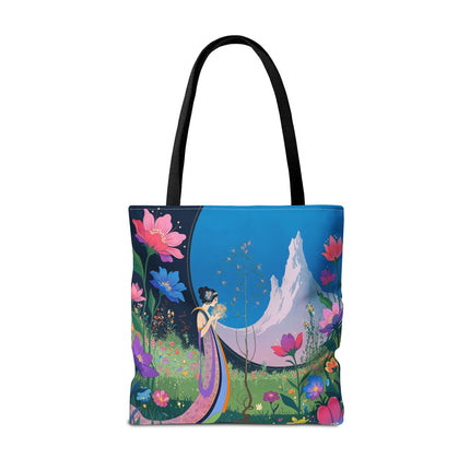 🌸🏔️ The Lady Of The Mountain Garden Tote Bag – Art Deco Floral Fantasy