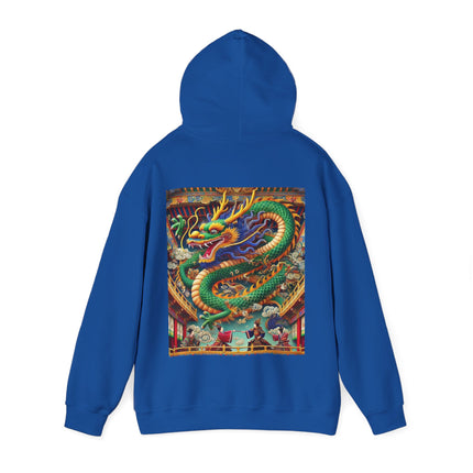 Tibetan Dragon Over Kabuki Duel – Heavy Blend™ Hooded Sweatshirt