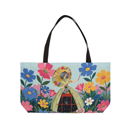 🌸🪞 The Floral Parasol Reflection Weekender Tote Bag – Art Deco Garden Fantasy