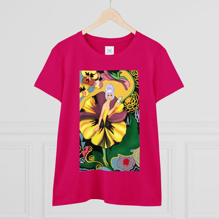 Women's Enchanted Pansy Print Midweight Cotton Tee