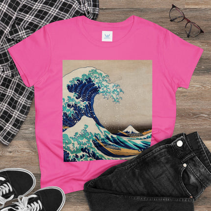 The Great Wave off Kanagawa by Katsushika Hokusai Women's Midweight Cotton Tee