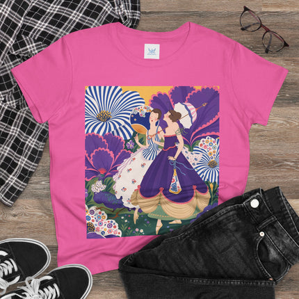 💜🌼 The Violet Garden Companions Cotton Tee – Art Deco Fashion Illustration