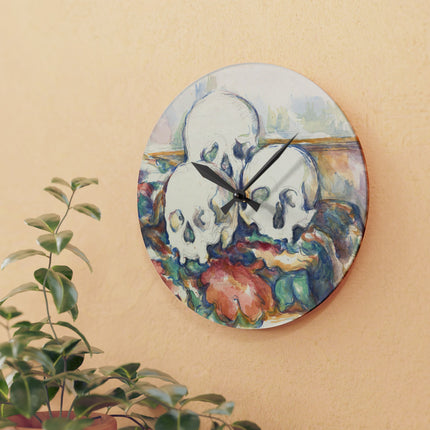 The Three Skulls by Paul Cézanne Acrylic Wall Clock, Round and Square