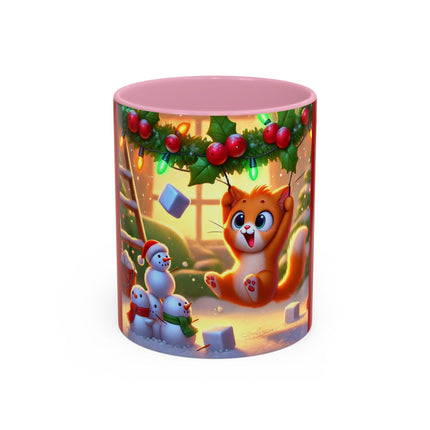 Naughty or Nice Kitten Christmas Colorful Mugs (11oz, 15oz)