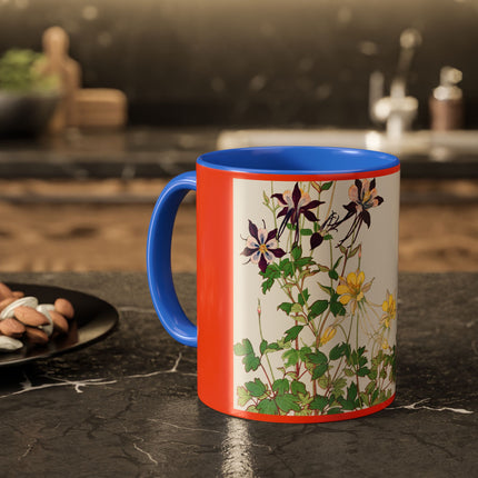 Aquilegia Flowers by Tanigami Kônan Colorful Mugs (11oz, 15oz)