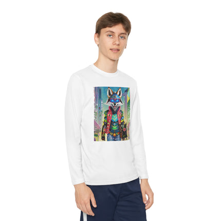 Cyber Hyena Youth Long Sleeve Competitor Tee – Neon Mischief & Futuristic Style