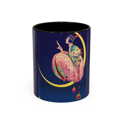 Moonlit Reflections Colorful Mug (11oz, 15oz) – Celestial Elegance, Art Deco Beauty & Dreamy Style