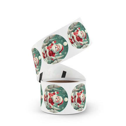 Santa's Joyful Night Round Sticker Label Rolls