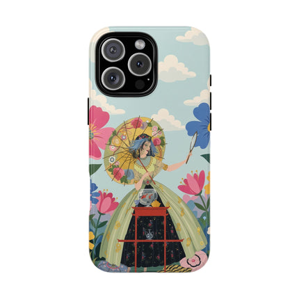 🌸🪞 The Floral Parasol Reflection Phone Case – Art Deco Garden Fantasy