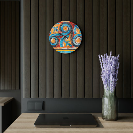 Reproduction of S-Spiral Frieze by Emile Gilliéron Acrylic Wall Clock, Round and Square
