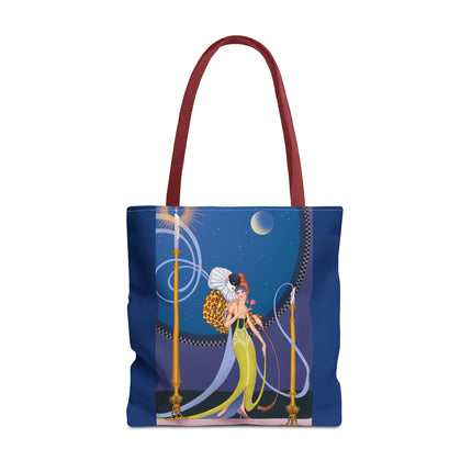 Smoke and Secrets: A Glamorous Encounter in Prohibition Era Tote Bag (AOP)