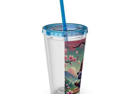 Samurai Kitten Sunsplash Tumbler with Straw, 16oz