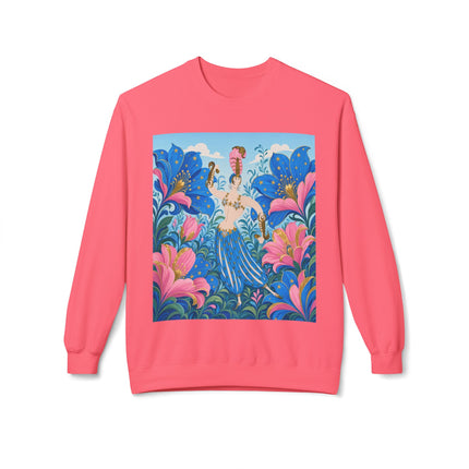 🌟🌸 The Starry Blossom Garden Dancer Midweight Crewneck Sweatshirt – Art Deco Floral Fantasy