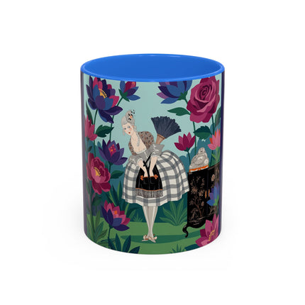 The Lady Of The Lotus Garden Colorful Mugs – Art Deco Botanical Elegance