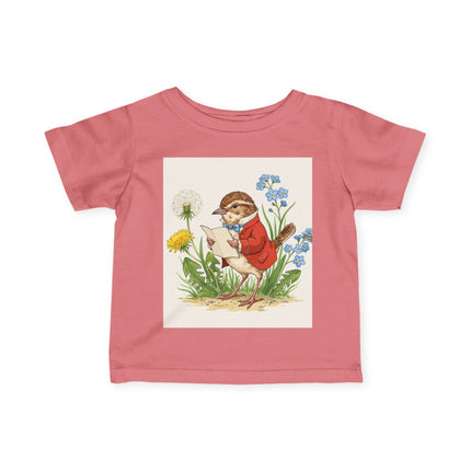 🐦📜 The Little Meadow Songbird Infant Fine Jersey Tee – Whimsical Woodland Charm