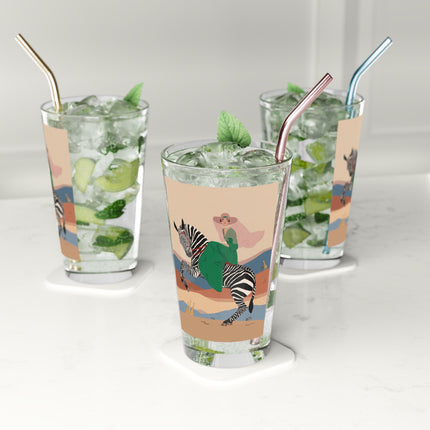 Zebra Rider Pint Glass – Safari Chic & Art Deco Adventure