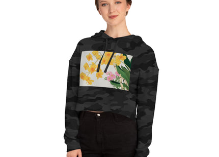 Golden Bow Orchid by Tanigami Kônan Women’s Cropped Hooded Sweatshirt