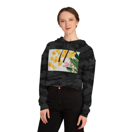 Golden Bow Orchid by Tanigami Kônan Women’s Cropped Hooded Sweatshirt