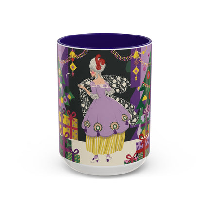 🎁✨ The Lavender Christmas Masquerade Colorful Mug – Art Deco Holiday Fantasy