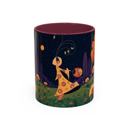 🌙🌼 The Moonlit Floral Dancer Colorful Mug – Art Deco Garden Fantasy