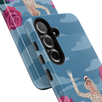 🌺👒 The Grand Flower Promenade Phone Case – Art Deco Fashion Illustration