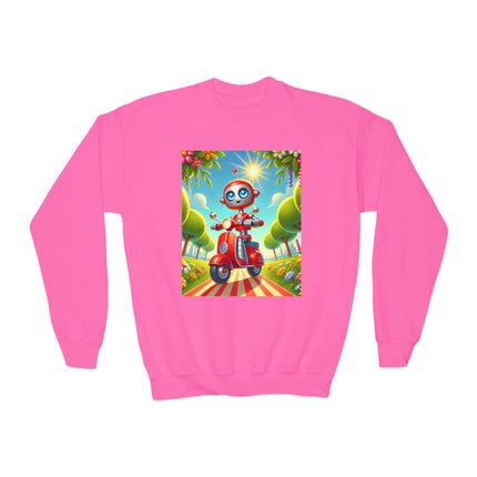 The Traveling Robot Youth Crewneck Sweatshirt – Adventure, Curiosity & Playful Discovery