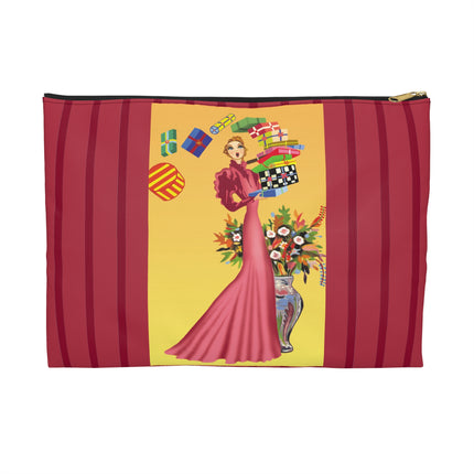 Elegant Holiday Woman with Gifts Accessory Pouch