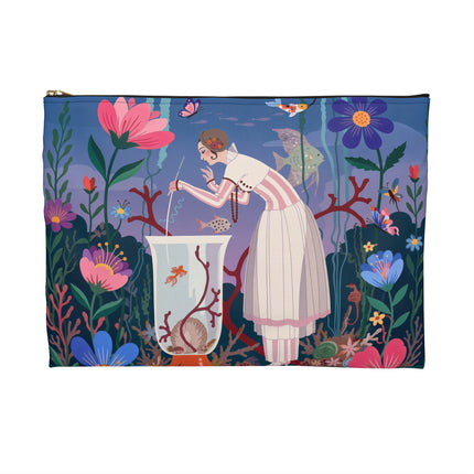 🐠🌸 The Enchanted Aquarium Garden Accessory Pouch – Art Deco Underwater Fantasy