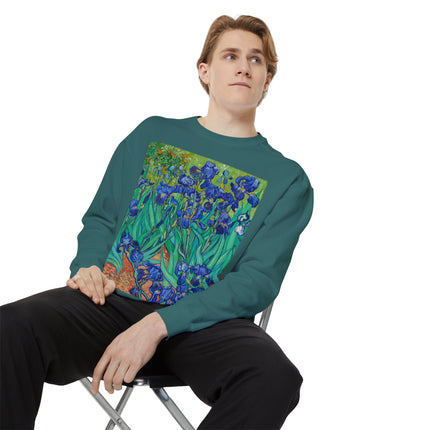 Irises by Vincent Van Gogh Unisex Garment-Dyed Sweatshirt