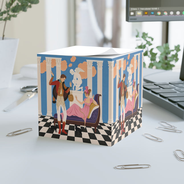 🦜🌺 The Parrot Dancer Note Cube – Art Deco Tropical Whimsy