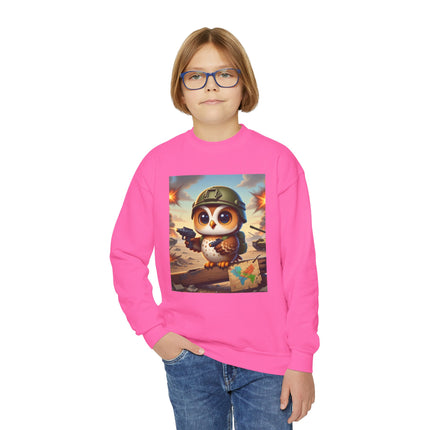 Owl on the Front Lines Youth Crewneck Sweatshirt – Courage, Wisdom & Quiet Strength