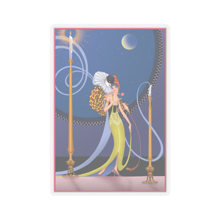 Smoke and Secrets: A Glamorous Encounter in Prohibition Era Kiss-Cut Stickers (4 Sizes)