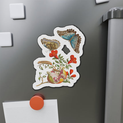Blue Butterflies and Pomegranate by Maria Sibylla Merian Die-Cut Magnets (5 Sizes)