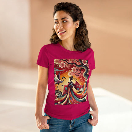 Fairy and Stork Beneath the Cherry Blossoms Cotton Tee