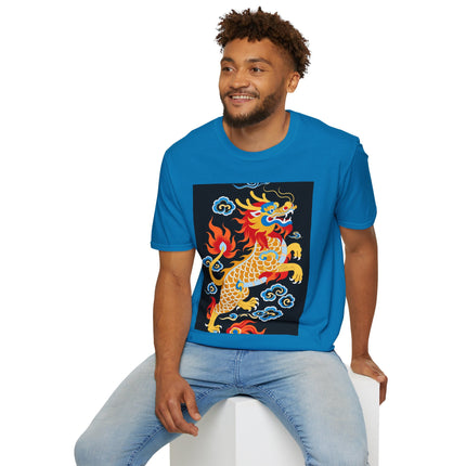 🐅🔥 The Golden Fire Tiger Softstyle T-Shirt – Celestial Flames & Eastern Fantasy