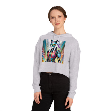 Cyberpunk Chic Cropped Hooded Sweatshirt