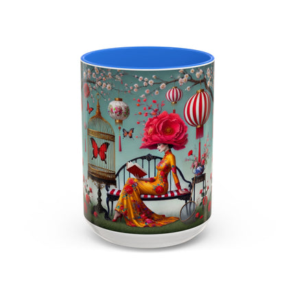 Reading in a Painted Garden Colorful Mugs (11oz, 15oz)