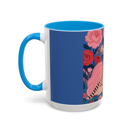 The Lady And The Scarlet Macaw Colorful Mugs – Art Deco Floral Elegance