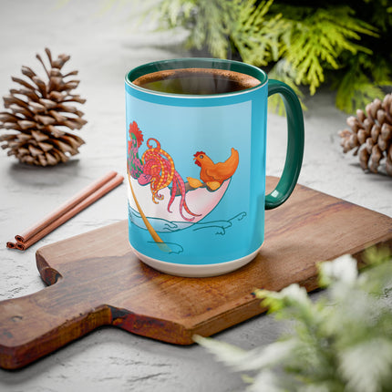 A Rooster's Seafaring Adventure Colorful Mugs, 11oz